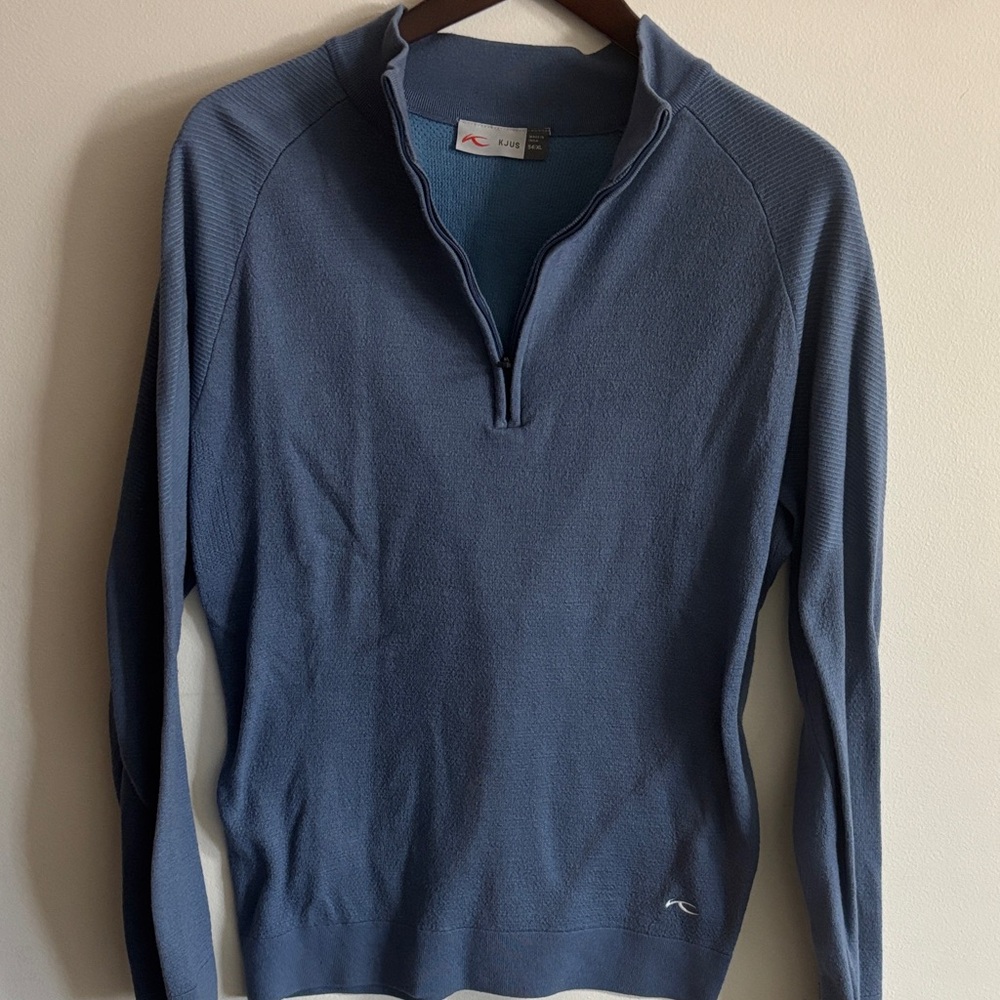 KJUS Men's Blue  Wool Quarter-Zip Performance Sweater